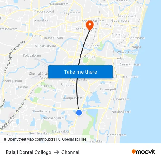 Balaji Dental College to Chennai map