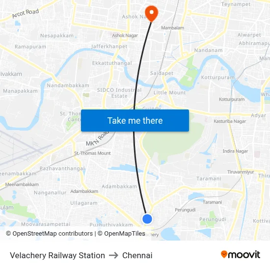 Velachery Railway Station to Chennai map