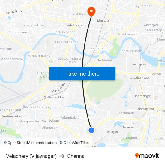 Velachery (Vijaynagar) to Chennai map