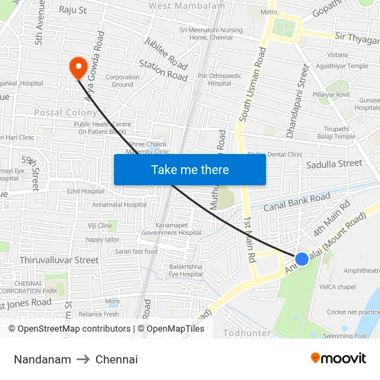 Nandanam to Chennai map