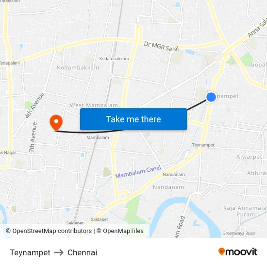 Teynampet to Chennai map