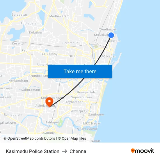 Kasimedu Police Station to Chennai map