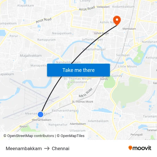 Meenambakkam to Chennai map