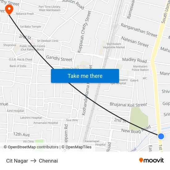 Cit Nagar to Chennai map