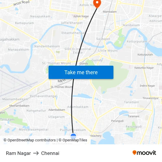 Ram Nagar to Chennai map