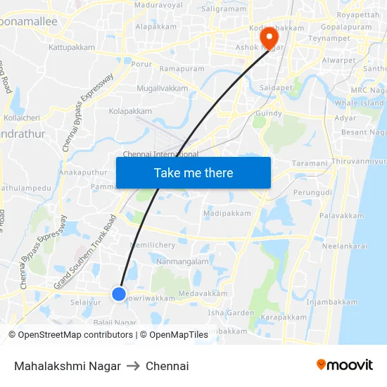 Mahalakshmi Nagar to Chennai map