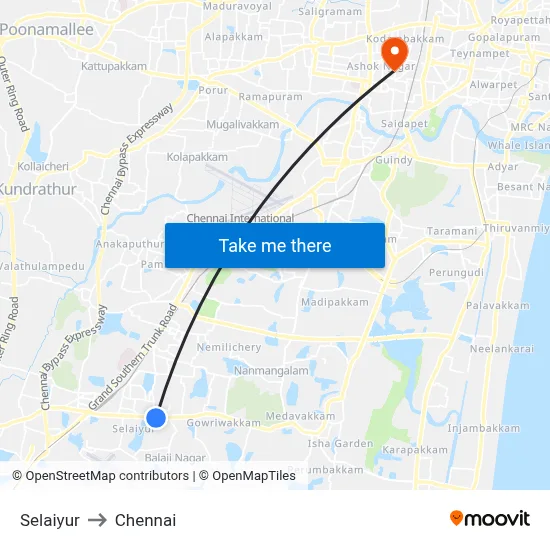 Selaiyur to Chennai map
