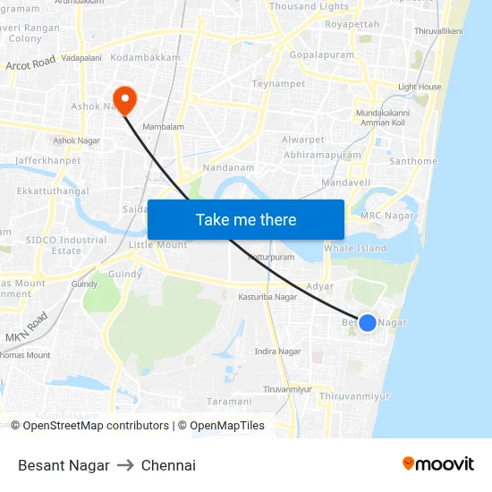 Besant Nagar to Chennai map
