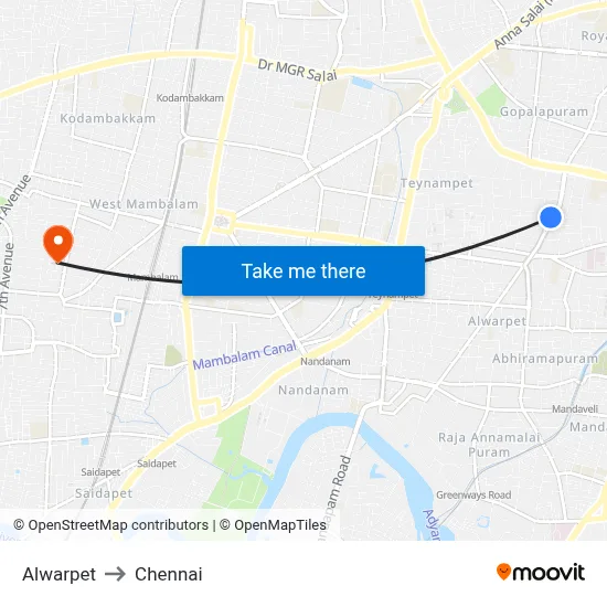 Alwarpet to Chennai map