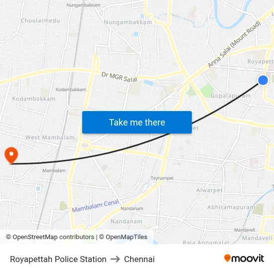 Royapettah Police Station to Chennai map