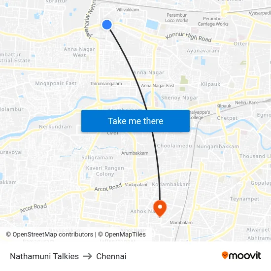 Nathamuni Talkies to Chennai map