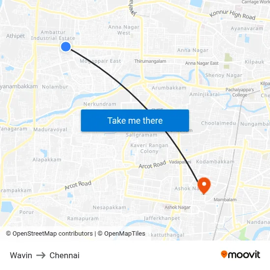 Wavin to Chennai map