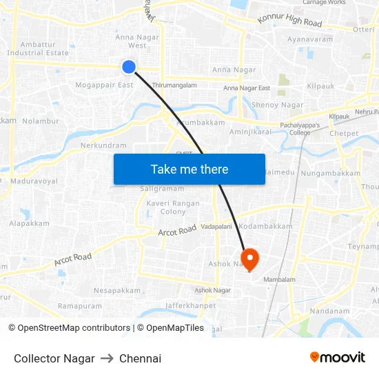 Collector Nagar to Chennai map