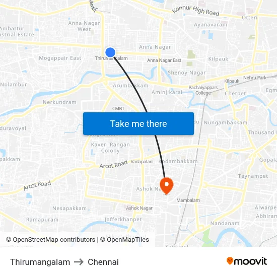 Thirumangalam to Chennai map