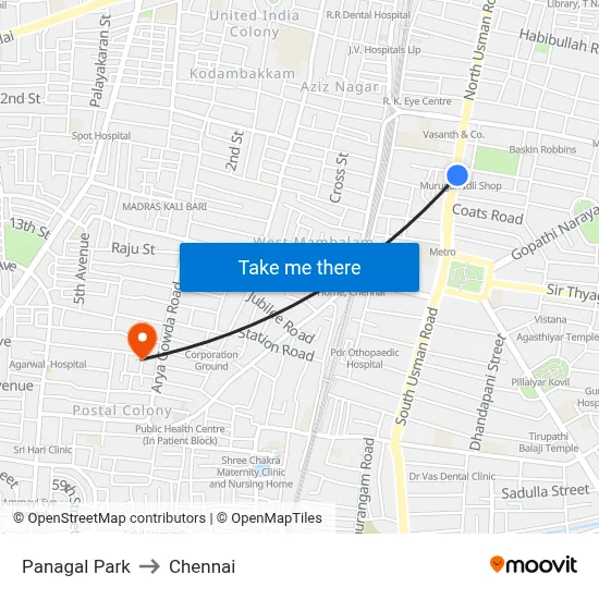Panagal Park to Chennai map