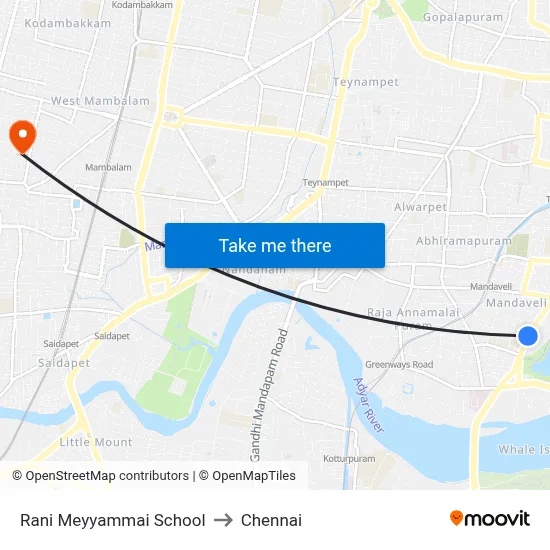 Rani Meyyammai School to Chennai map