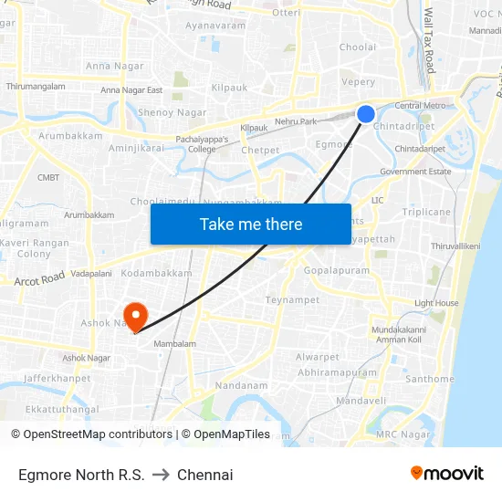 Egmore North R.S. to Chennai map