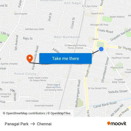 Panagal Park to Chennai map