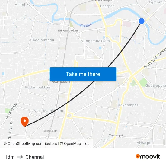 Idm to Chennai map