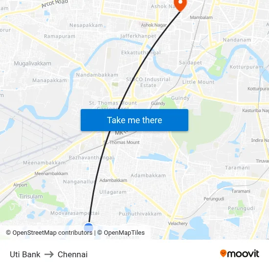 Uti Bank to Chennai map