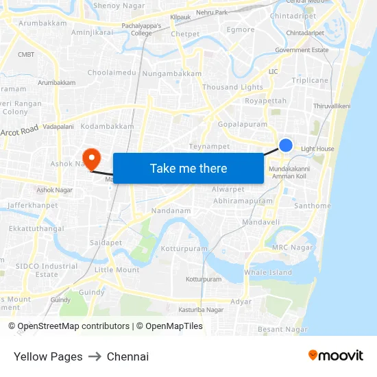 Yellow Pages to Chennai map