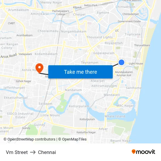 Vm Street to Chennai map