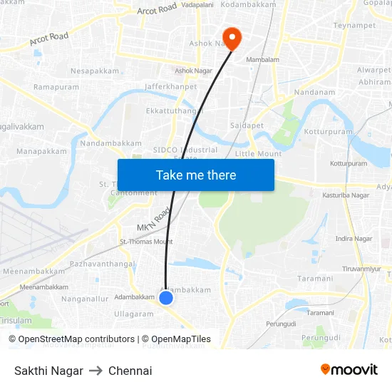 Sakthi Nagar to Chennai map