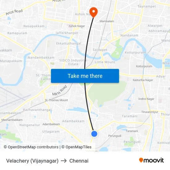 Velachery (Vijaynagar) to Chennai map
