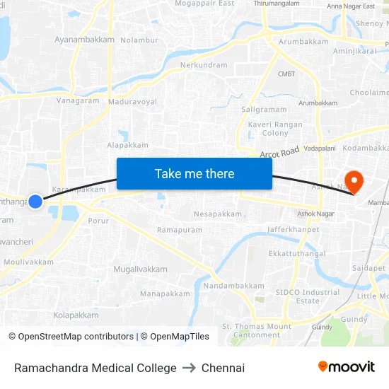 Ramachandra Medical College to Chennai map