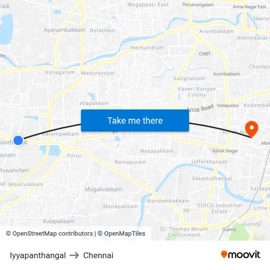 Iyyapanthangal to Chennai map