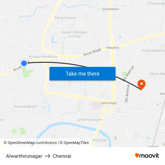 Alwarthirunagar to Chennai map