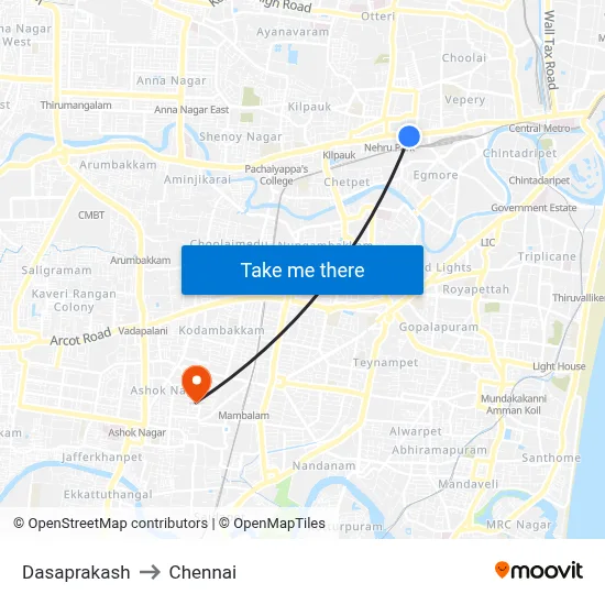 Dasaprakash to Chennai map