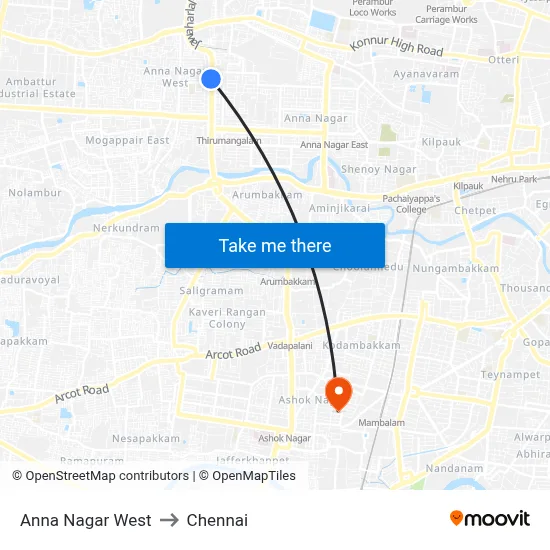 Anna Nagar West to Chennai map