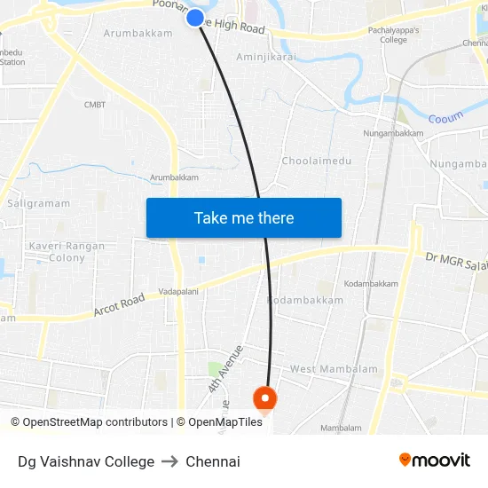 Dg Vaishnav College to Chennai map