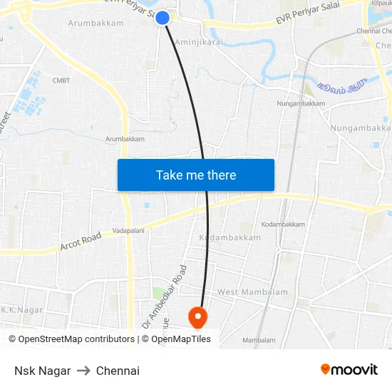 Nsk Nagar to Chennai map