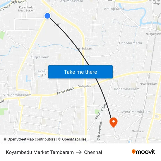Koyambedu Market Tambaram to Chennai map