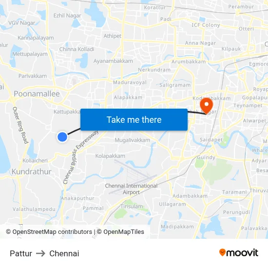 Pattur to Chennai map