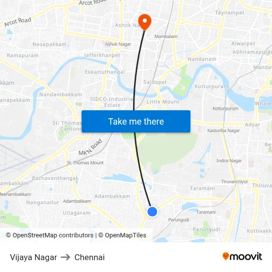 Vijaya Nagar to Chennai map