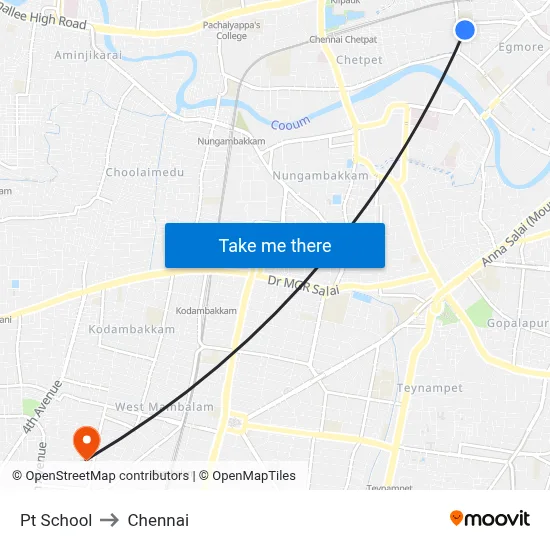 Pt School to Chennai map