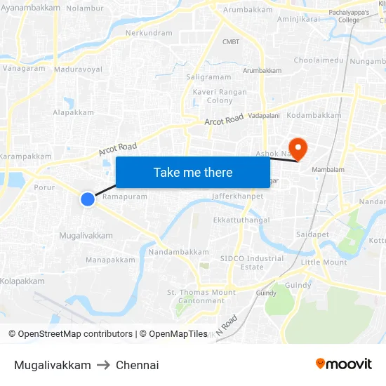 Mugalivakkam to Chennai map