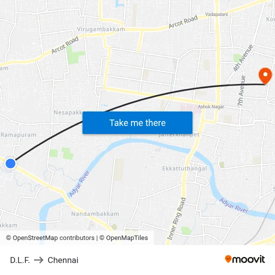D.L.F. to Chennai map