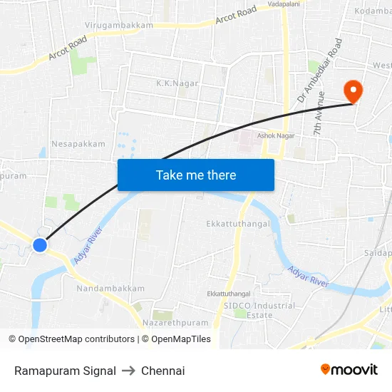 Ramapuram Signal to Chennai map