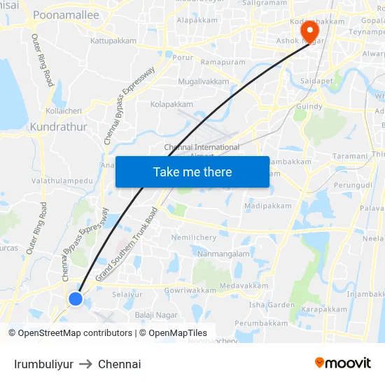Irumbuliyur to Chennai map