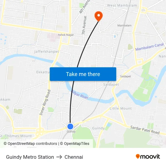 Guindy Metro Station to Chennai map