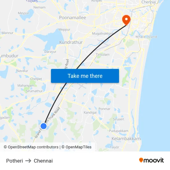 Potheri to Chennai map