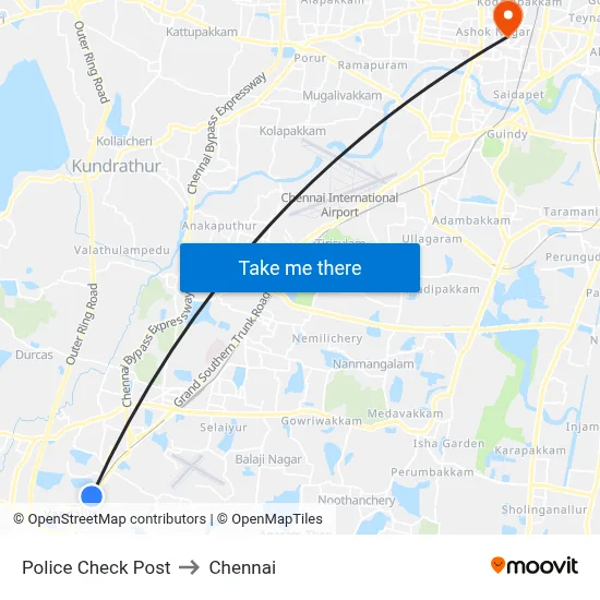 Police Check Post to Chennai map