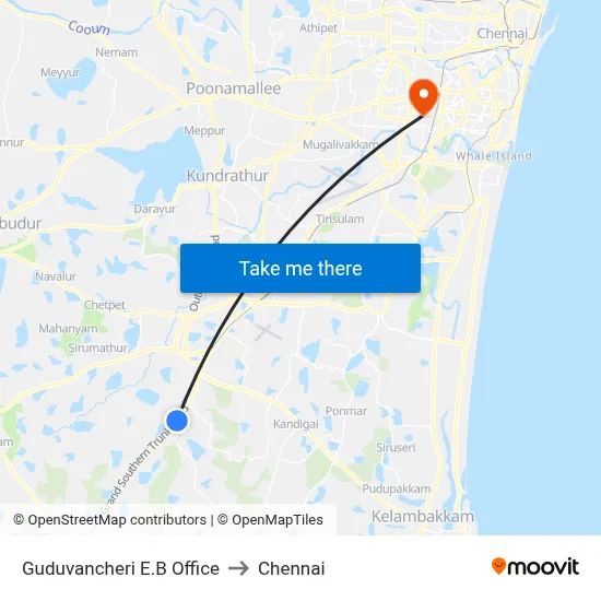 Guduvancheri E.B Office to Chennai map
