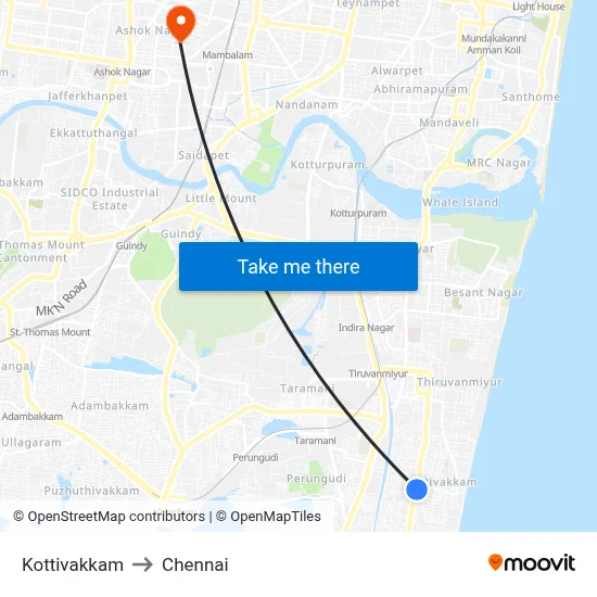 Kottivakkam to Chennai map