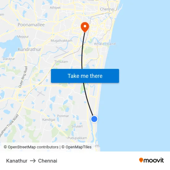 Kanathur to Chennai map