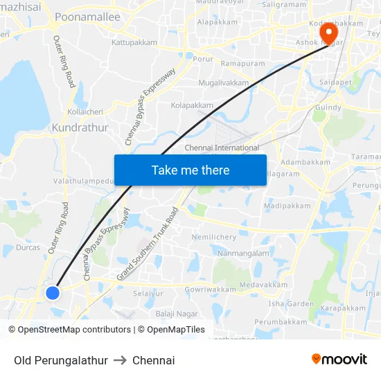 Old Perungalathur to Chennai map